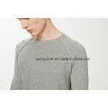 Pull en tricot en coton gris ajusté pour hommes